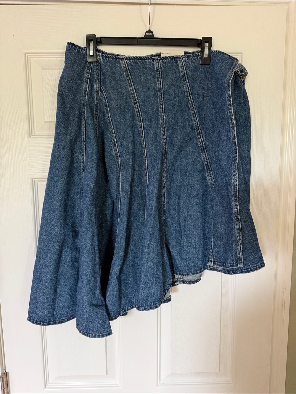 Free People Denim Asymmetrical Panel Skirt - Blue